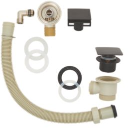 Highlife Bathrooms  Matt Black Square Head Bath Overflow Filler Tap  With Clicker Waste