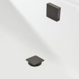 Highlife Bathrooms  Matt Black Square Head Bath Overflow Filler Tap  With Clicker Waste