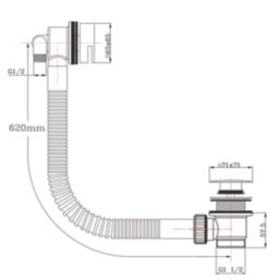 Highlife Bathrooms  Matt Black Square Head Bath Overflow Filler Tap  With Clicker Waste