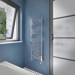 Flomasta 1200mm x 400mm 1044BTU Chrome Flat  Towel Radiator