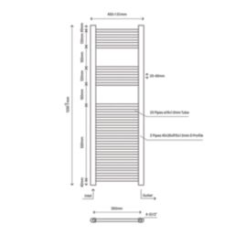 Flomasta 1200mm x 400mm 1044BTU Chrome Flat  Towel Radiator