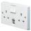 Crabtree Capital 13A 2-Gang DP Switched Socket + 2.1A 10.5W 2-Outlet Type A USB Charger White