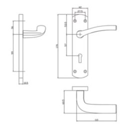 Cooke & Lewis Corfe Lever on Backplate Lockable Handle Pair Matt Black