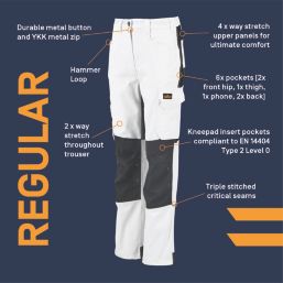 Site Kilani Womens Stretch Trousers White / Grey Size 12 30" L