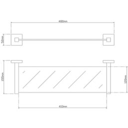 Essentials Linear Chrome Steel Glass Shelf 480mm x 52mm x 155mm