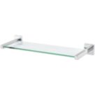 Essentials Linear Chrome Steel Glass Shelf 480mm x 52mm x 155mm