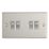 Contactum iConic 10AX 4-Gang 2-Way Light Switch  Brushed Steel with White Inserts