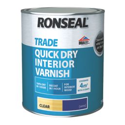Ronseal 750ml Clear Satin Water-Based Interior Wood Varnish