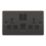 LAP  13A 2-Gang SP Switched Socket + 2.4A 12W 2-Outlet Type A & C USB Charger Black Nickel with Black Inserts