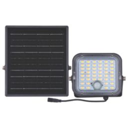Luceco Mensa Outdoor LED Solar-Powered Floodlight With PIR Sensor Black 1500lm