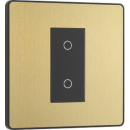 British General Evolve 1-Gang 2-Way LED Single Master Trailing Edge Touch Dimmer Switch  Satin Brass with Black Inserts