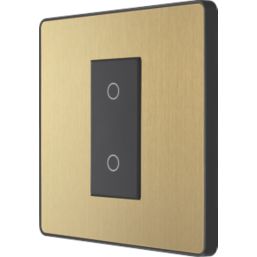 British General Evolve 1-Gang 2-Way LED Single Master Trailing Edge Touch Dimmer Switch  Satin Brass with Black Inserts