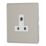 Contactum Lyric 5A 1-Gang Unswitched Round Pin Socket Brushed Steel with White Inserts