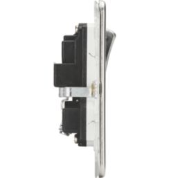 Knightsbridge  13A 2-Gang DP Switched Double Socket Polished Chrome  with White Inserts