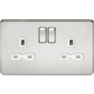 Knightsbridge  13A 2-Gang DP Switched Double Socket Polished Chrome  with White Inserts