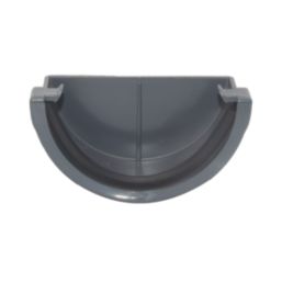 FloPlast MiniFlo Half Round External Gutter Stop End Anthracite Grey 76mm