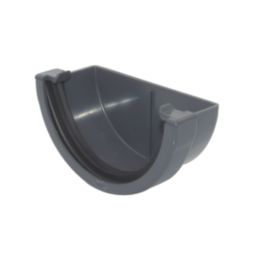 FloPlast MiniFlo Half Round External Gutter Stop End Anthracite Grey 76mm