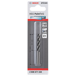 Bosch PointTeQ Straight Shank Metal Drill Bit 3mm x 61mm 2 Pack