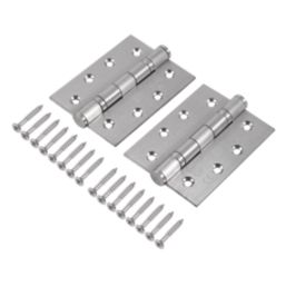 Eclipse  Satin Stainless Steel Grade 14 Fire Rated Ball Bearing Hinges 102mm x 76mm 2 Pack