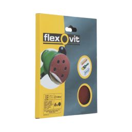 Flexovit  A203F 60 / 80 / 120 Grit 8-Hole Punched Multi-Material Sanding Discs 150mm 6 Pack