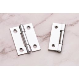 Smith & Locke Polished Chrome  Fixed Pin Butt Hinges 50mm x 40mm 2 Pack