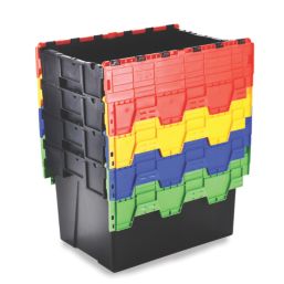 Barton 56Ltr 400mm x 600mm x 310mm Black / Blue Container with Attached Lid