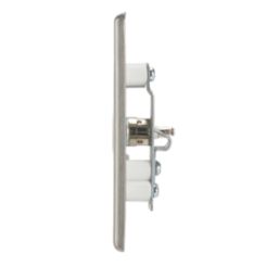 Contactum iConic 1-Gang Female Coaxial TV Socket Brushed Steel with White Inserts