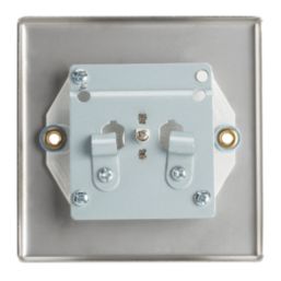 Contactum iConic 1-Gang Female Coaxial TV Socket Brushed Steel with White Inserts