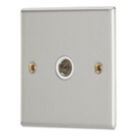 Contactum iConic 1-Gang Female Coaxial TV Socket Brushed Steel with White Inserts