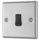 LAP  10AX 1-Gang Intermediate Switch Brushed Stainless Steel with Black Inserts