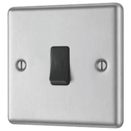 LAP  10AX 1-Gang Intermediate Switch Brushed Stainless Steel with Black Inserts