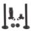 ETAL Danva 15mm x 1/2" Satin Black Straight & L/S Modern Thermostatic Radiator Valve & Lockshield