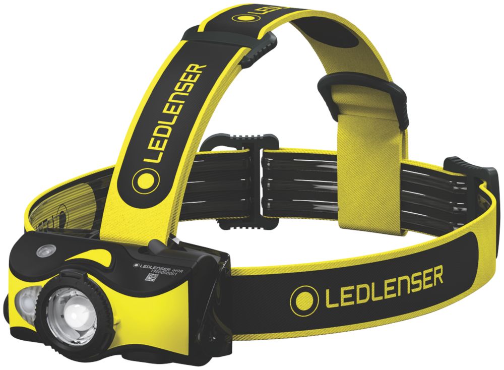 LEDlenser IH9R Rechargeable LED Head Torch Black/Yellow 600lm - Screwfix