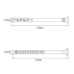 Easyfix  Nylon & Steel Countersunk Head Hammer Fixings 8mm x 100mm 50 Pack