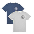 Site Buckthorn Short Sleeve T-Shirt Navy / Grey X Large 25" Chest 2 Pack