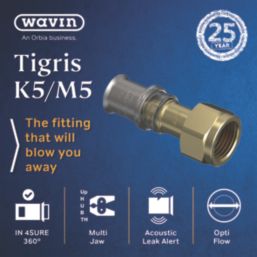 Wavin Tigris M5 Multi-Layer Composite Press-Fit Adapting Female Coupler 0.5" x 16mm 10 Pack