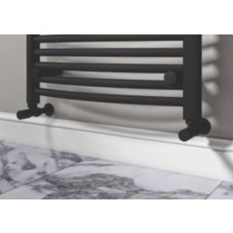 ETAL Rise 15mm x 1/2" Black Angled Designer Manual Radiator Valve Head & Body  2 Pack