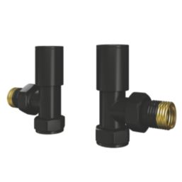 ETAL Rise 15mm x 1/2" Black Angled Designer Manual Radiator Valve Head & Body  2 Pack