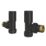 ETAL Rise 15mm x 1/2" Black Angled Designer Manual Radiator Valve Head & Body  2 Pack