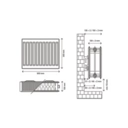 Flomasta 300mm x 800mm 2584BTU White Type 22 Convector Radiator
