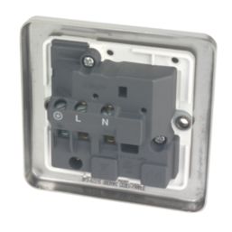 Hager Sollysta WRSS81BSW 13A 1-Gang 2P+E Switched Socket Brushed Stainless Steel  with White Inserts