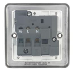 Hager Sollysta WRSS81BSW 13A 1-Gang 2P+E Switched Socket Brushed Stainless Steel  with White Inserts