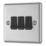 LAP  20A 16AX 3-Gang 2-Way Light Switch  Brushed Stainless Steel with Black Inserts