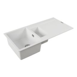 Carysil GD150-WH 1.5 Bowl Granite Composite Kitchen Sink White Reversible 1000mm x 500mm