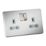 Knightsbridge  13A 2-Gang DP Switched Double Socket Brushed Chrome  with Colour-Matched Inserts