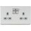 Knightsbridge  13A 2-Gang DP Switched Double Socket Brushed Chrome  with Colour-Matched Inserts