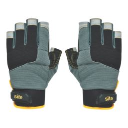 Site SWG310 Fingerless Performance Gloves Grey / Black / Gold Large