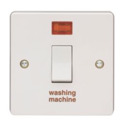 Crabtree Capital 20A 1-Gang DP Washing Machine Switch White with Neon
