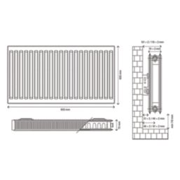 Flomasta 600mm x 900mm 4104BTU White Type 21 Convector Radiator