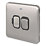 Schneider Electric Lisse Deco 13A Switched Fused Spur with LED Brushed Stainless Steel with Black Inserts